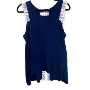 Altar’d State crochet/embroidery slit back tank/sleeveless top